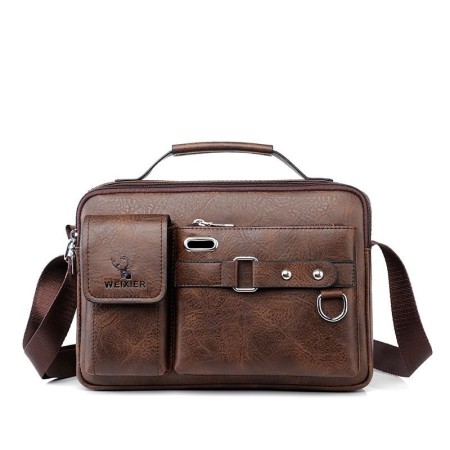 Men's Pu Leather Shoulder Bag -Chocolate Size (13"*9")